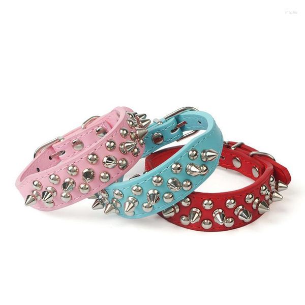 Colliers pour chiens Style Punk Pet Round Nail Rivet Collier Spike Clouté Sangle Boucle Cou PU Cuir Mascotas Produits