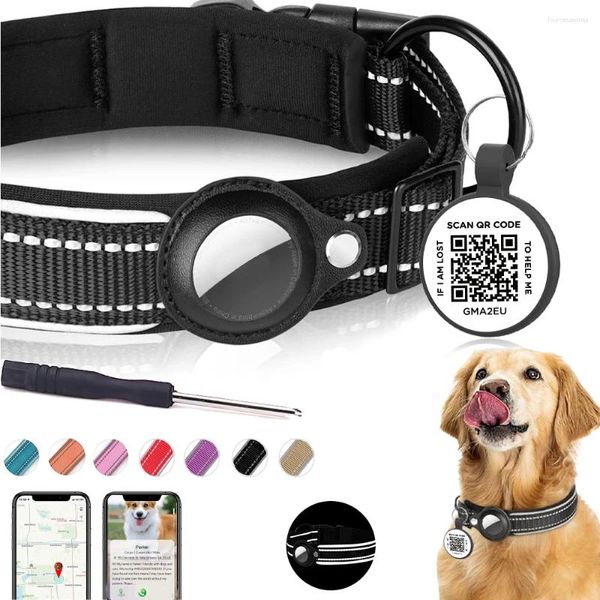 Collares para perros Collar reflectante Airtag Etiqueta de aire acolchada de Apple con estuche y accesorios de etiquetas inteligentes