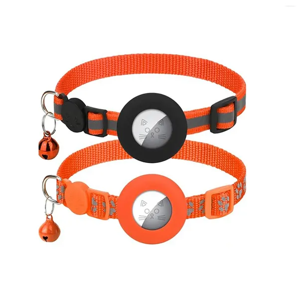 Colliers de chien collier de chat réfléchissant imperméable pour animal de compagnie avec support de traqueur cloche de sécurité réglable