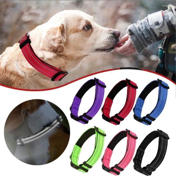 Collares para perros Collar reflectante Neopreno suave acolchado Nylon transpirable Mascota ajustable para perros medianos grandes Cuello 20-60 centímetros