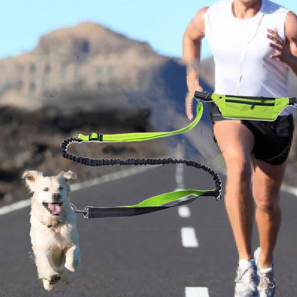 Collares para perros correa retráctil para mascotas manos libres para correr deportes entrenamiento plomo con tira reflectante cinturón ajustable