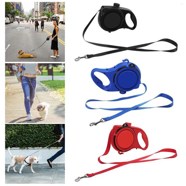 Collares para perros Correa retráctil Mascota caminando con mango antideslizante Cinta de nailon fuerte - Cerradura para manos