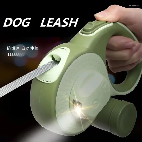 Collares para perros Correa retráctil con linterna y dispensador de bolsas para excrementos Huayang Upgrade 4 en 1 para perros medianos y grandes
