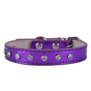 Colliers pour chiens en cuir Pu avec strass et diamants, boucle réglable, accessoires cloutés en cristal, collier pour animaux de compagnie