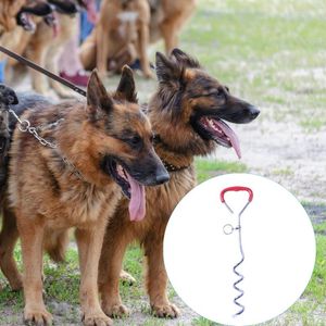 Collares para perros Pernos de anclaje de cuerda Pila de mascotas Estaca de amarre en espiral de metal para suministros de correa de corredor de servicio pesado