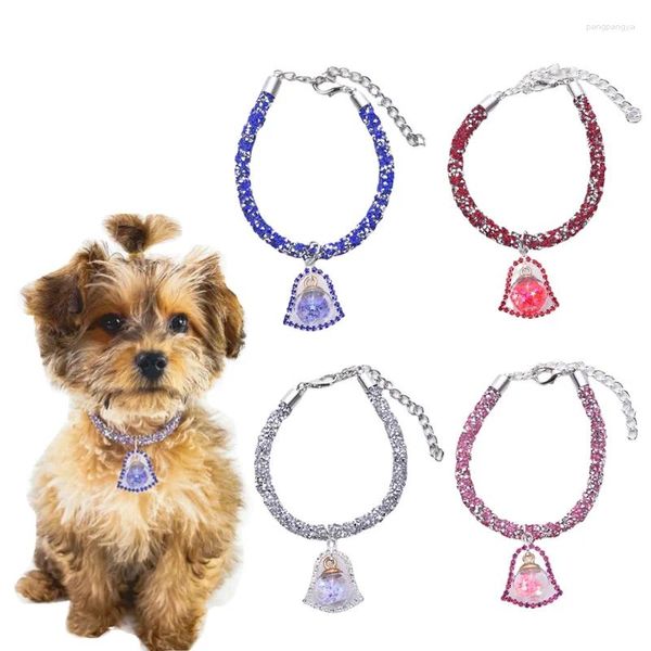 Collares para perros Collar ajustable brillante para mascotas Collar para gatos con joyas de circón de diamantes Accesorios para cachorros de metal de lujo