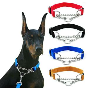 Colliers pour chiens accessoires d'entraînement de collier de pincement avec chaîne à maillons soudés réglables pour les grands chiens en Nylon pour animaux de compagnie