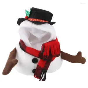 Hondenkragen Sneeuwman Outfit Cosplay Hat Hoodie met rode plaid voor kattenpuppy en allerlei honden