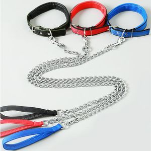 Collares para perros con mango de espuma suave, conjunto de correa para Collar de cachorro, arnés para perros medianos de 1,2 m/1,8 m, cadena de Metal, nailon duradero, fácil de caminar, suministros para mascotas Husky