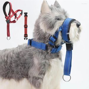 Halsbanden Zachte nylon snuit Anti-blaffen Training Mondmasker voor huisdieren Harnas voor kleine grote honden Voorkom bijten Verstelbare lus