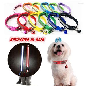 Colliers pour chiens Solide Pet Bell Collier Collier Réfléchissant Taille Réglable Pour Chats Petits Chiens Chaton Accessoires 10 Couleurs