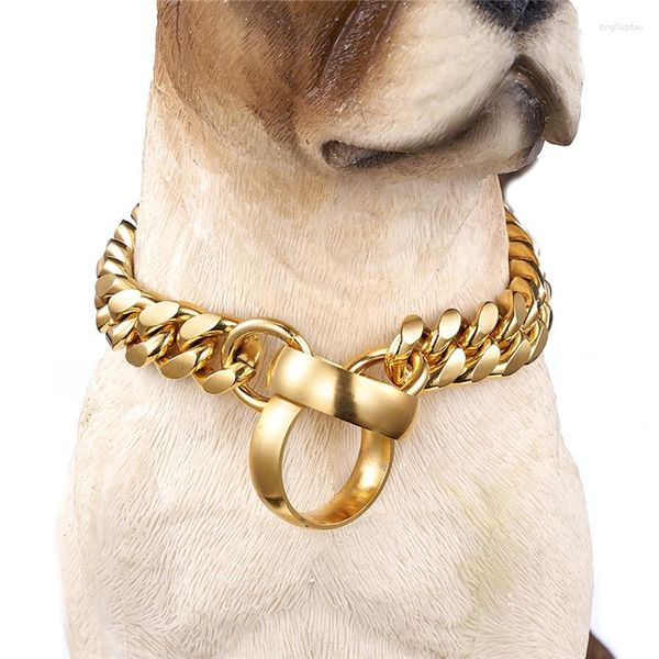 Colliers pour chiens collier de chaîne en acier inoxydable 14mm collier ras du cou pour animaux de compagnie pince d'entraînement en métal pour Pitbulls chiens de taille moyenne