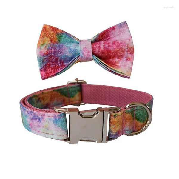 Colliers de chien Starry Sky rouge col coloré de nom personnalisable Bow Gentleman