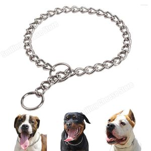 Colliers pour chiens Collier étrangleur à chaîne plate en acier inoxydable à double anneau solide pour chiens de grande taille Berger allemand Pitbull Boxer Rottweiler