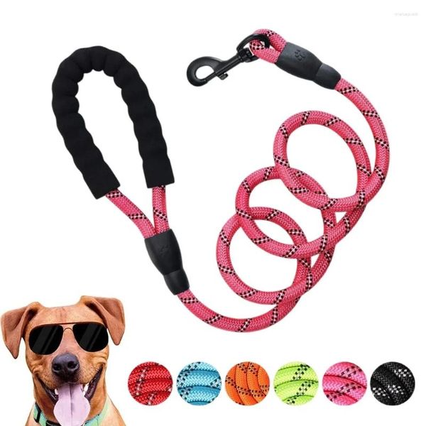 Colliers de chien Laisses en nylon solides Laisses pour animaux de compagnie avec poignée rembourrée confortable Réfléchissant pour petits chiens de taille moyenne Tirez le remorquage Labrador