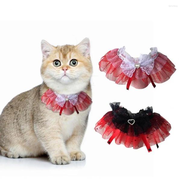 Colliers élégants pour animaux de compagnie, cercle de cou pour animaux de compagnie, blanc/noir, ne se décolore pas, lavable, joli collier pour chat, décor, bavoir en dentelle, habillé