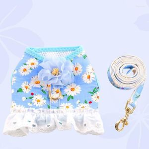 Hondenkragen zomer huisdier kleding bloem kanten decoratie bloemen bedrukte harnas producten kleine medium puppy katten levert Yorkies outfits