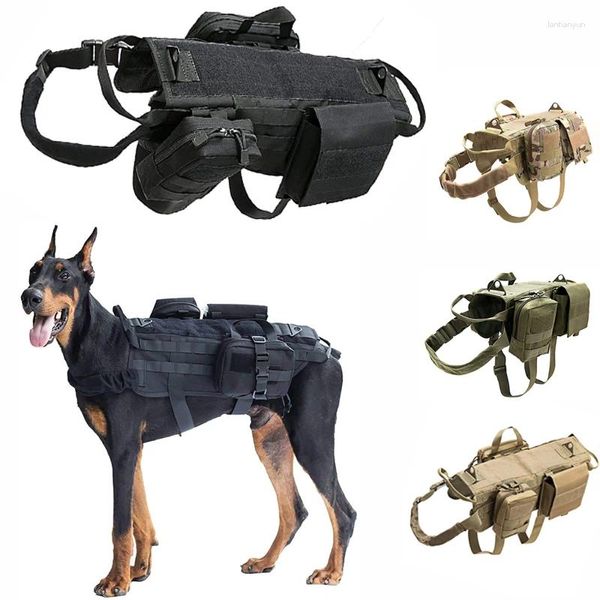 Collares de perros servicio táctico chaleco ropa militar al aire libre k9 entrenamiento de arneses de caza chalecos molle con bolsas