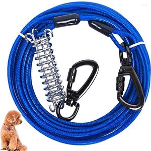Colliers de chien attacher la laisse de câble avec câble en acier à double tête à ressort pour les sangles de chiens en plein air en cours d'exécution petit grand