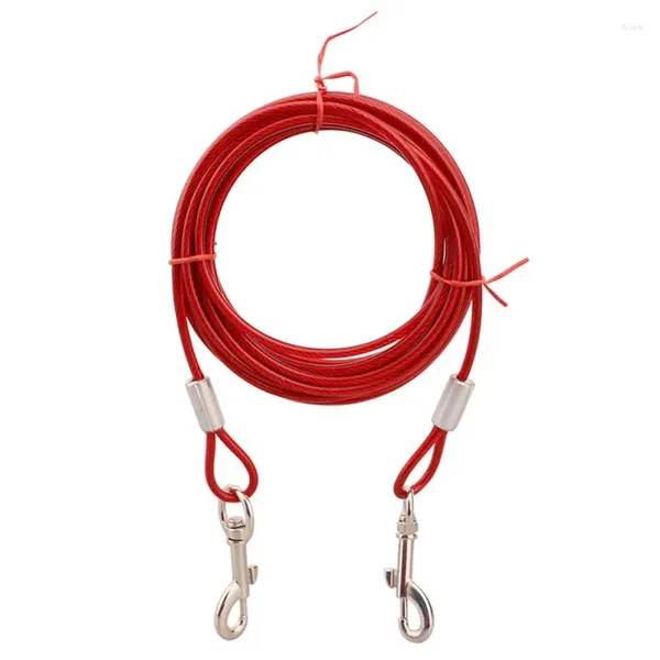 Colliers de chien attachez le câble extérieur fil en acier double tête en laisse de corde galvanisée pour l'extérieur du 3/5/10 m de long