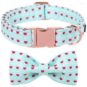 Colliers pour chiens, Style Unique, pattes, cœur bleu, pour la saint-valentin, avec nœud papillon, mignon, pour chiot, petit, moyen et grand