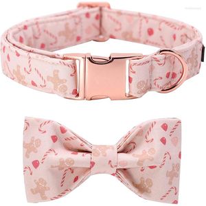 Colliers de chien style unique pattes collier de coton de noël avec noeud papillon marin rose bonhomme en pain d'épice chiot pour petit moyen grand
