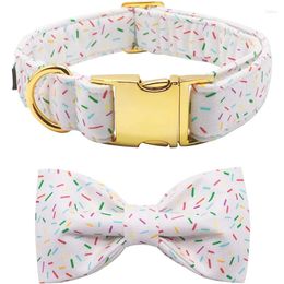 Colliers de chien Collier de coton de pattes de style unique avec noeud papillon Chiot d'anniversaire blanc pour petit moyen grand