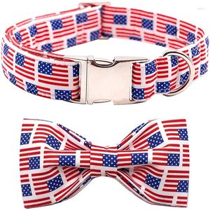 Halsbanden Unieke stijl Poten Katoenen halsband met vlinderdas Amerikaanse vlag Huisdier Verstelbare puppy voor klein medium groot