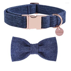 Colliers de chien pattes de style unique collier de coton bleu profond ensemble de laisse pour grand et petit mariage