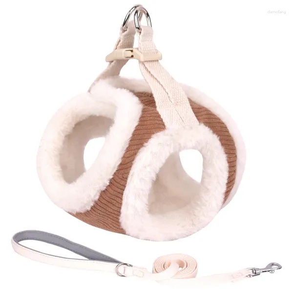 Collares para perros, conjunto de arnés y correa acolchados cálidos, chaleco para perros pequeños y medianos, arneses con correa para mascotas, forro polar suave para Chihuahua y Yorkshire