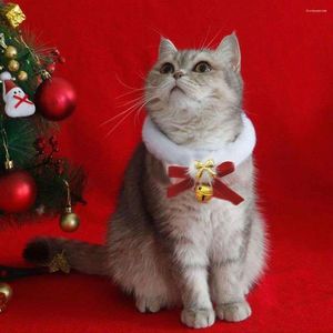 Colliers de chien chaud collier de chiot avec cloche en peluche mignon collier pour animaux de compagnie chat arc de noël année cou bijoux