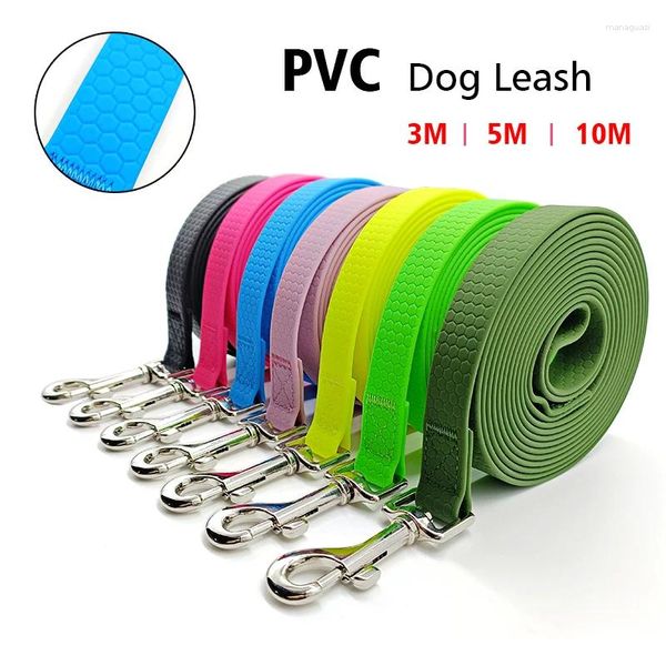 Collares para perros Correa de PVC impermeable 3M 5M 10M Correa larga duradera Cuerda de plomo para mascotas grandes y pequeñas 3 5 10 metros Línea para caminar para gatos Suministros para exteriores