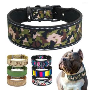 Colliers pour chiens collier large réfléchissant grands chiens doux rembourré Camouflage Nylon collier pour Pitbull berger allemand lévrier