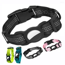 Hondenkragen met Airtag Holder Case Verstelbare gevoerde Air Tag Reflective Pet Dogs Leash Collar voor kleine medium groot