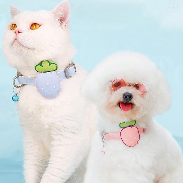 Colliers de chien avec cloche réglable tissu boucle collier dessin animé chat fournitures pour animaux de compagnie accessoires petit collier
