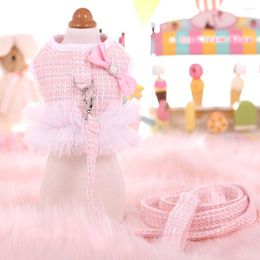 Chien Colliers Laine Plaid Petit Animal De Compagnie Chat Harnais Gilet Et Laisse Chihuahua Princesse Fête Tutu Robe Jupe Vêtements Chiot Collier Conduit