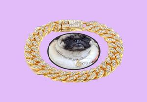 Colliers de chien Xury Designer Collar Bracelet Bling Diamond Collier Cuban Gold Chain pour Pitbull Big Dogs Jewelry Metal Material6404957