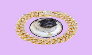 Colliers de chien Xury Designer Collar Bracelet Bling Diamond Collier Cuban Gold Chain pour Pitbull Big Dogs Bijoux MATÉRIAUX MÉTAL 3619562