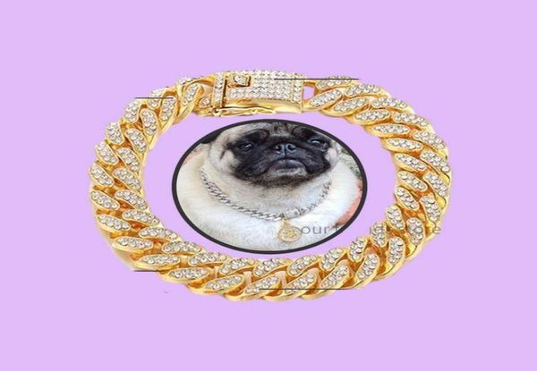 Colliers de chien Xury Designer Collar Bracelet Bling Diamond Collier Cuban Gold Chain pour Pitbull Big Dogs Jewelry Metal Material6404957