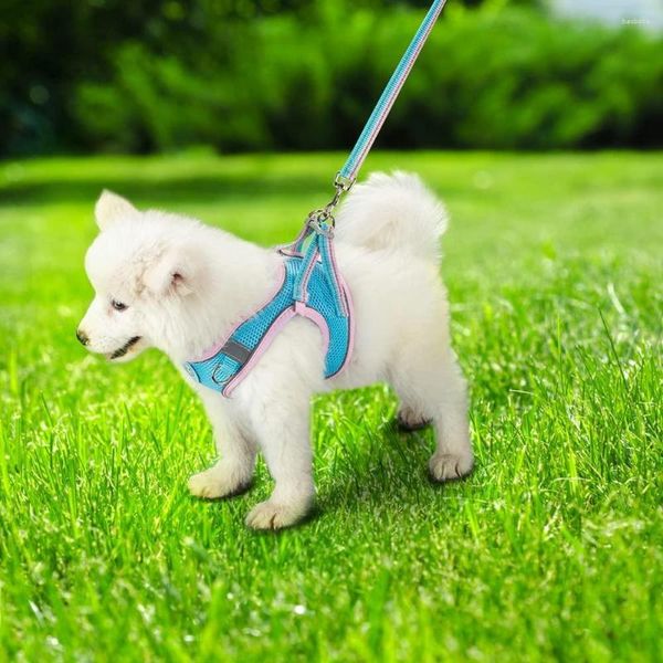 Colliers pour chiens YOUZI sangle de poitrine pour animaux de compagnie avec cloche D-ring respirant autocollants magiques réfléchissants gilet harnais pour la marche en plein air