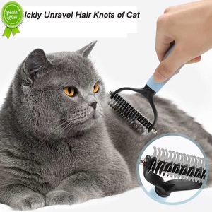 Dog Comb Pet Brush Puppy Grooming Tools Cat Grooming Brush 2 Sided Dematting Rake Undercoat Shedding Flying Hair Professional