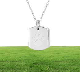 Bijoux de crémation pour chiens pour cendres en acier inoxydable PAW PAW PENSANT SORPS SONTRE ASS POUR Collier d'urne funéraire commémoratif humain pour animaux de compagnie pour hommes Women3784696