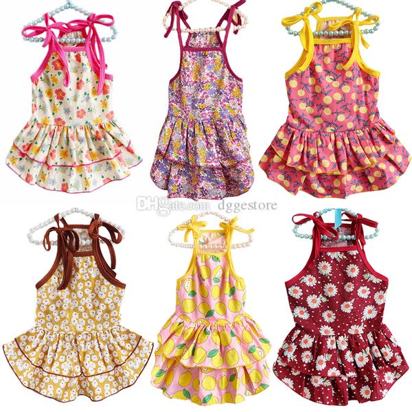 Vestido para perro Impresión por sublimación Ropa para perros con flores Vestidos de princesa para mascotas amigables con la piel Vestido para mascotas Ropa para cachorros de verano Falda para gatos para perros pequeños Chihuahua S A295