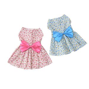 Robe pour chien avec nœud pour chiot Floral Princesse Robes Robe pour chien Bowknot Tutu Jupe Mince Mignon Animal de compagnie Vêtements d'été Vêtements pour petite fille moyenne Chiens Chats Chaton Rose L A721