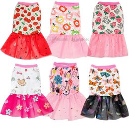 Vestidos para perros para perros pequeños Vestido de perro ligero y refrescante Patrón de frutas Ropa para perros suave y transpirable para perros para primavera verano Hawaii Cachorro Vestidos de princesa S A759