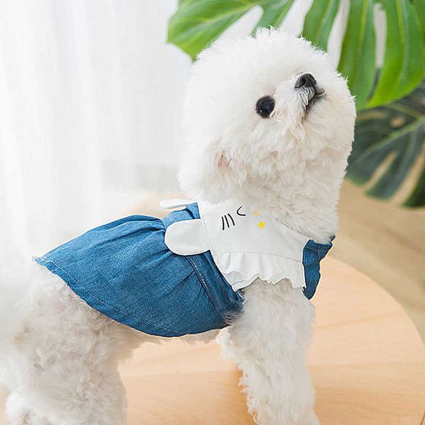 Vestidos de perro Jean Summer Transpirable Cómodas mascotas Faldas Finas y claras Gentlewoman Lindo Perros Vestido Moda Ropa de Mascota