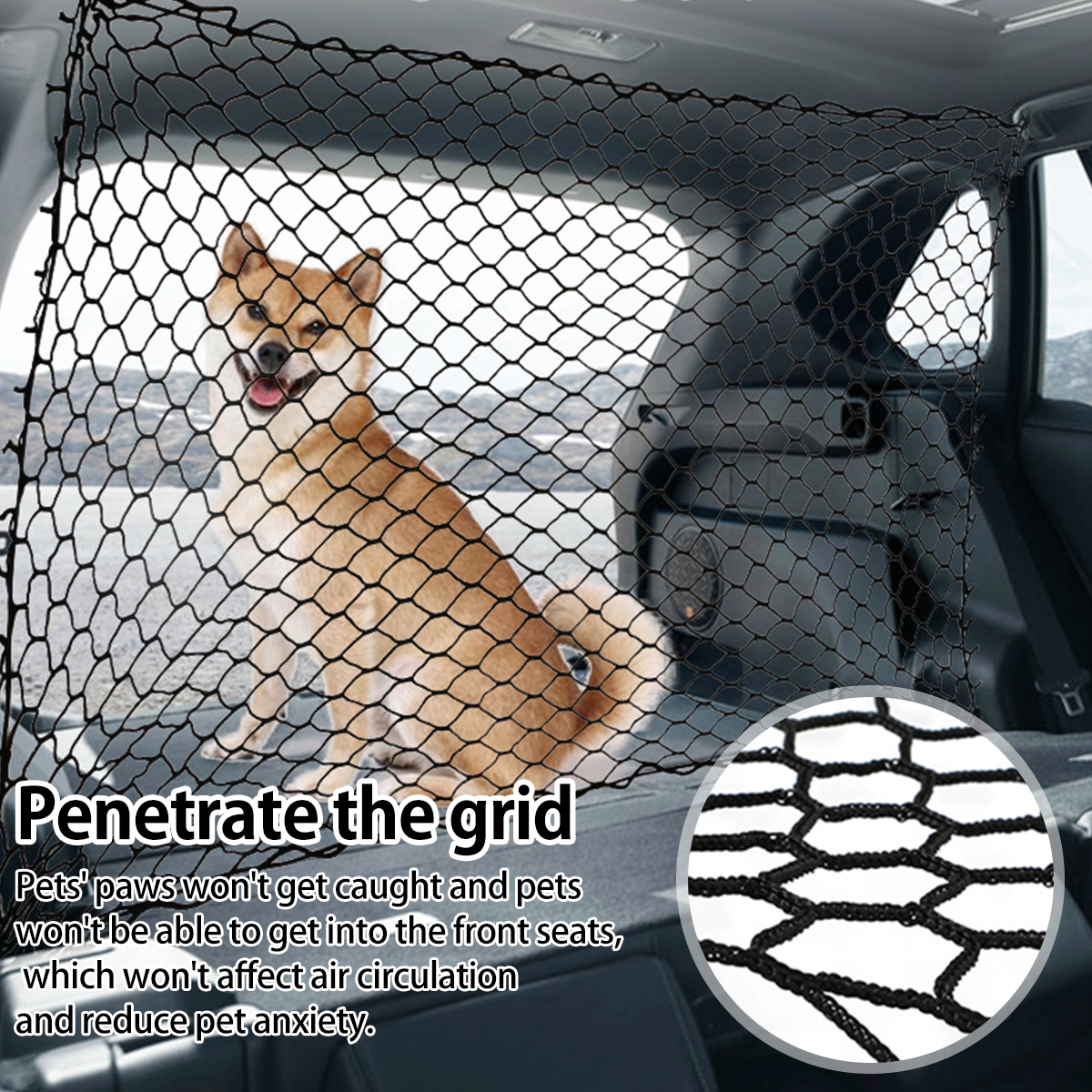 Köpek elektronik çitler araba köpek bariyeri net arka koltuk koruma net yeniden kullanılabilir katlanabilir araba köpek çit evrensel araba izolasyonu köpek malzemeleri için 230719