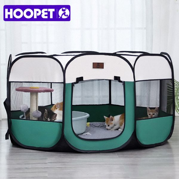 Clôtures électroniques pour chiens HOOPET kucing ruang pengiriman musim panas yang dapat dilepas tenda hewan peliharaan pagar lipat anjing luar ruangan kandang 230907