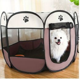 Dog Electronic Fences Portable Folding Pet Tent House Octagonal Cage For Cat Playpen Puppy Kennel Easy Fence Outdoor Big Dogs 230816