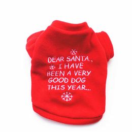 Chien polaire noël chien jouet vêtements pull de noël rouge pull animal chiot automne hiver chaud pull brodé vêtements 218x